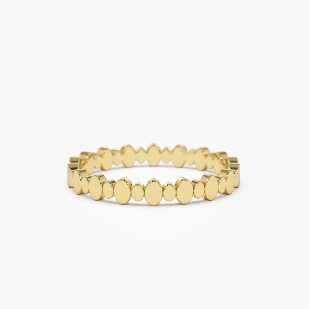 14k Solid Gold Alternating Size Oval Stackable Band Ring