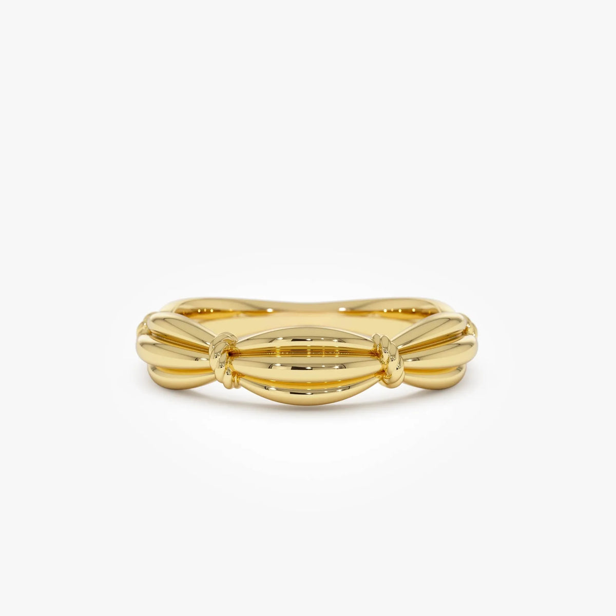 14k Gold Textured Knot Ring Wide Statement Band