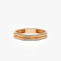 14k Gold Octagon Double Band Ring Wide Geometric Style
