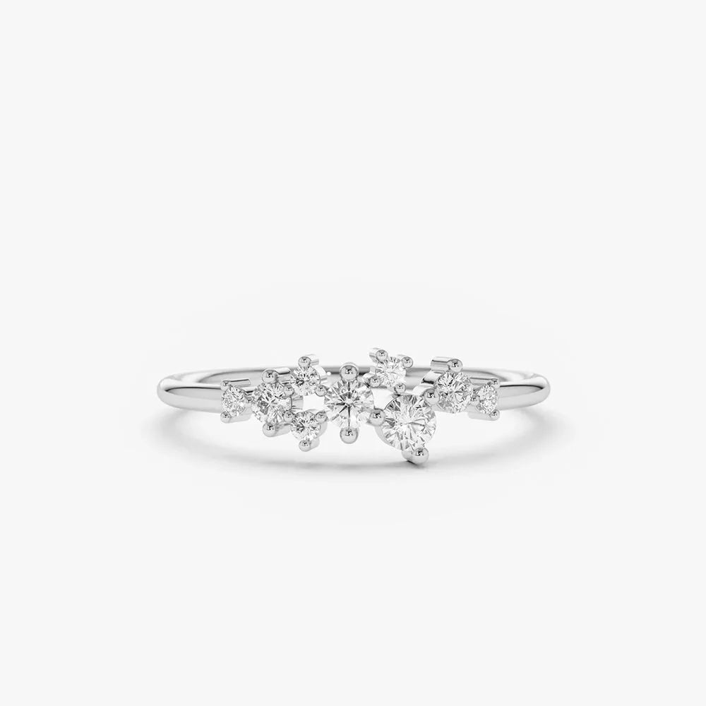 14k Gold Round Diamond Cluster Ring 0.25 Ctw Prong Setting