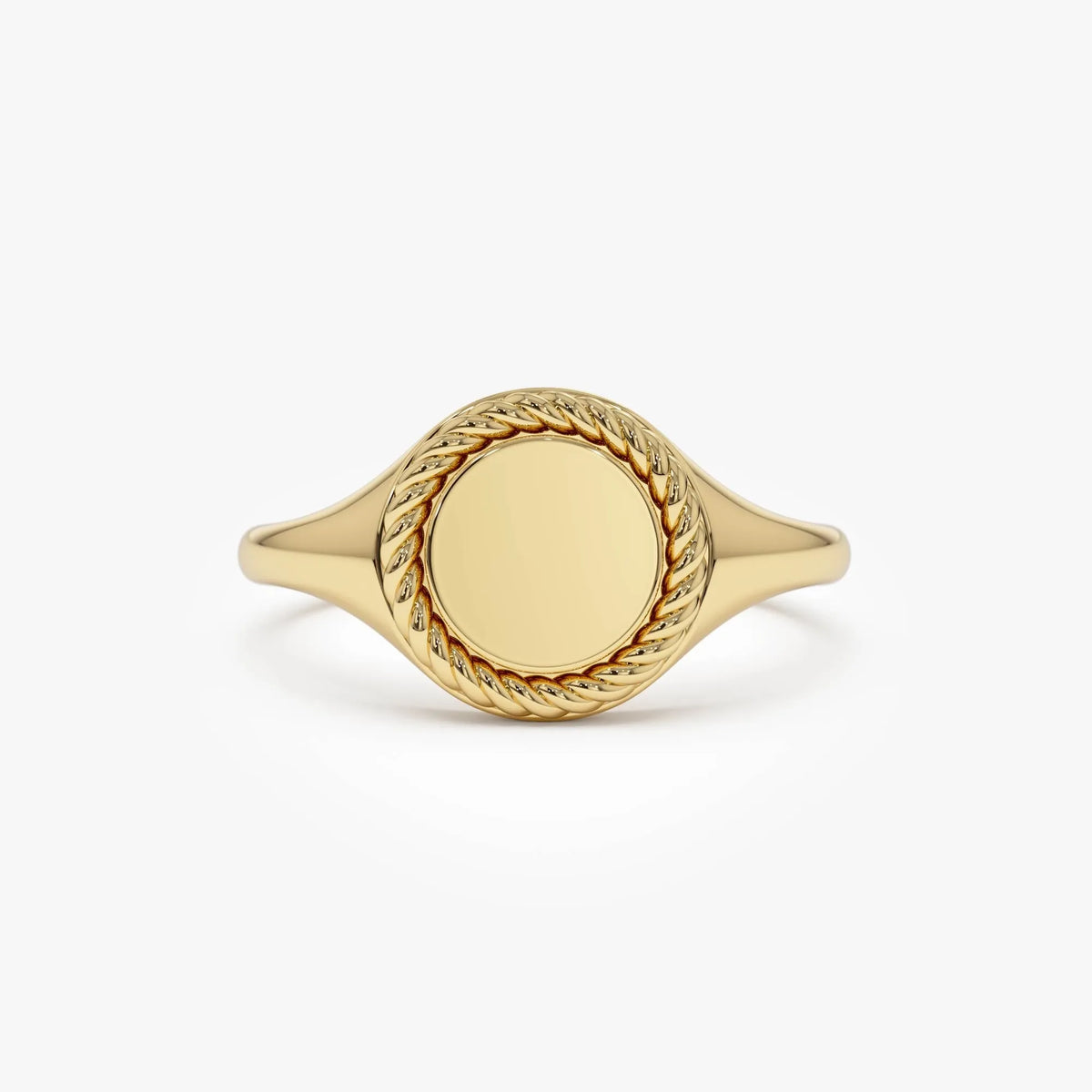 14k Gold Rope Border Oval Signet Ring Wide Graduated Band