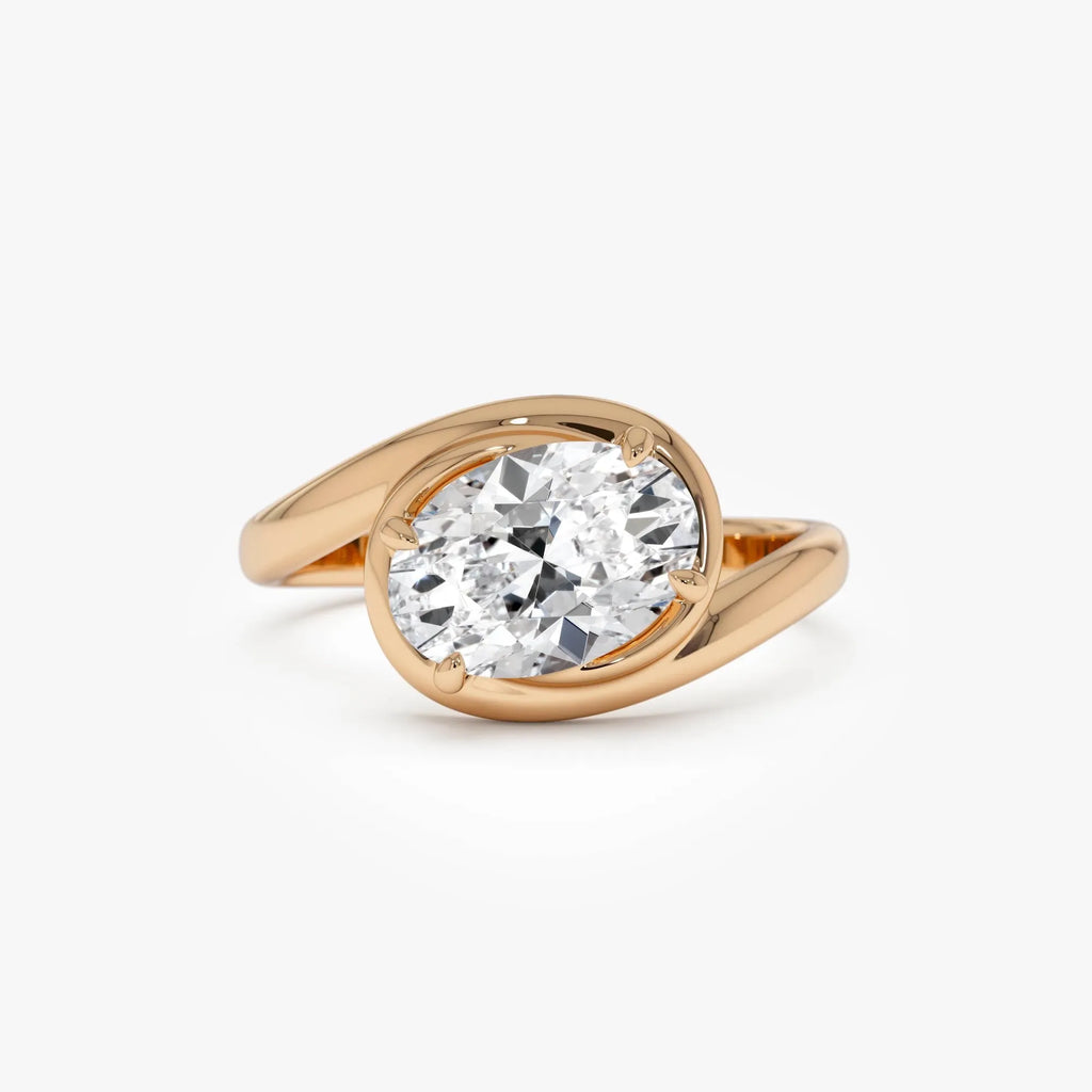 14k Gold 1.50ctw Oval Lab Grown Diamond Bypass Engagement Ring Bianca IGI Certified