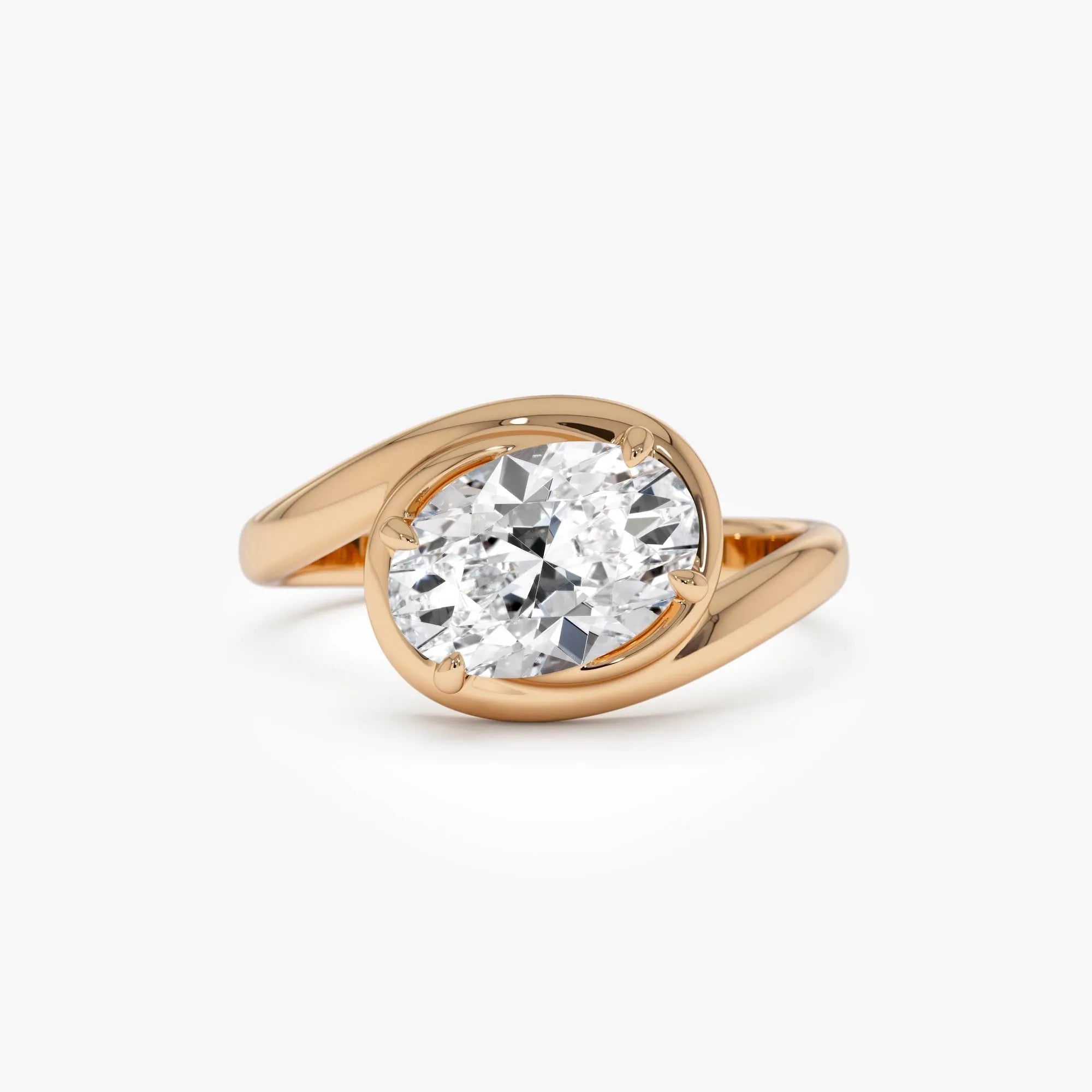 14k Gold 1.50ctw Oval Lab Grown Diamond Bypass Engagement Ring Bianca IGI Certified