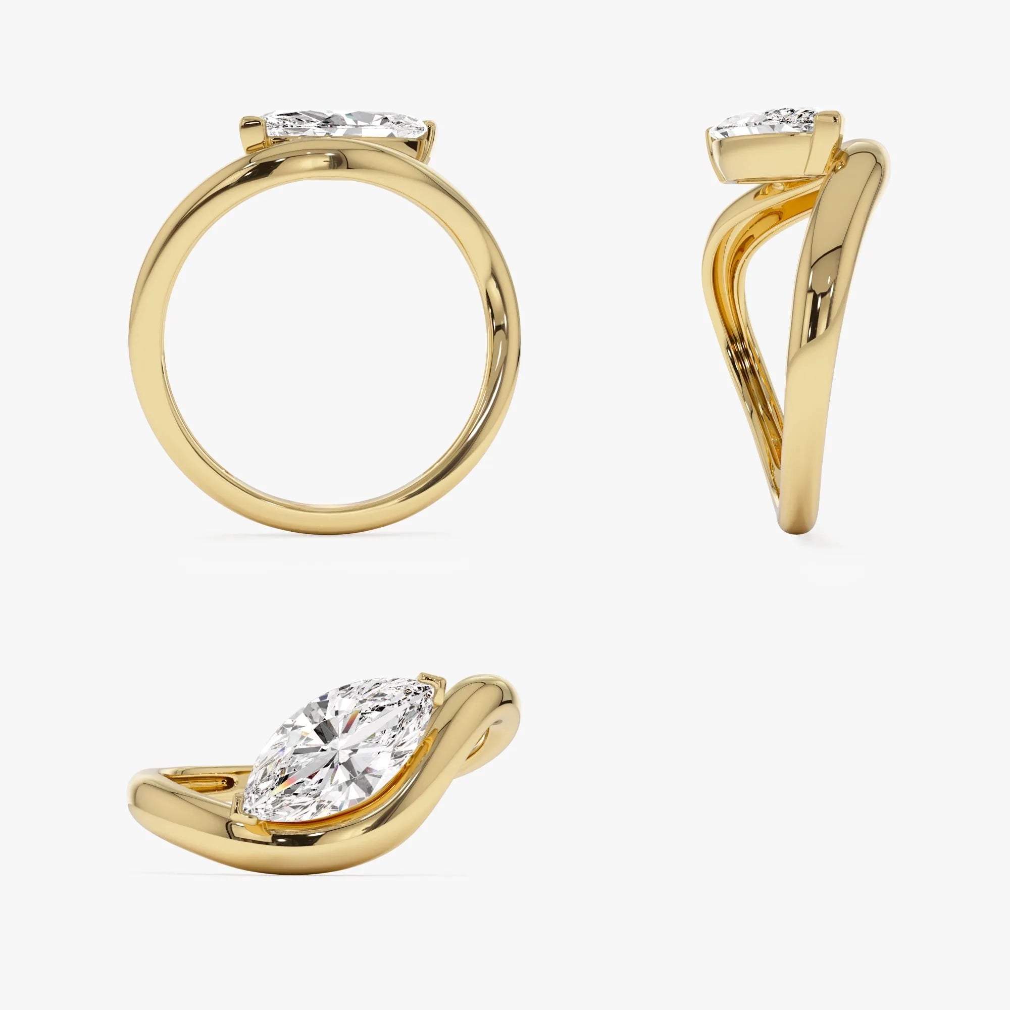 14k Gold 1.00 ctw Marquise Lab Grown Diamond Sleek Engagement Ring Rylee