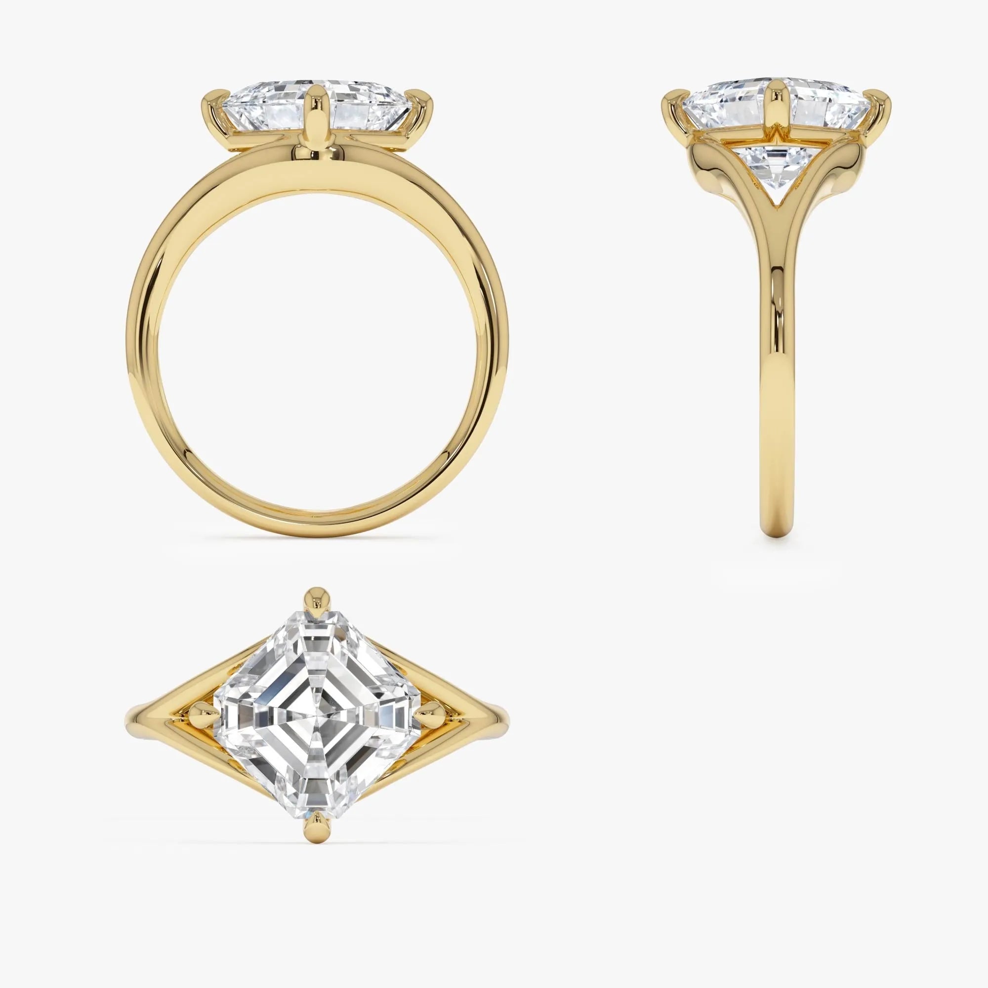 3.00 Ctw Asscher Cut Lab Grown Diamond Engagement Ring in 14K Gold
