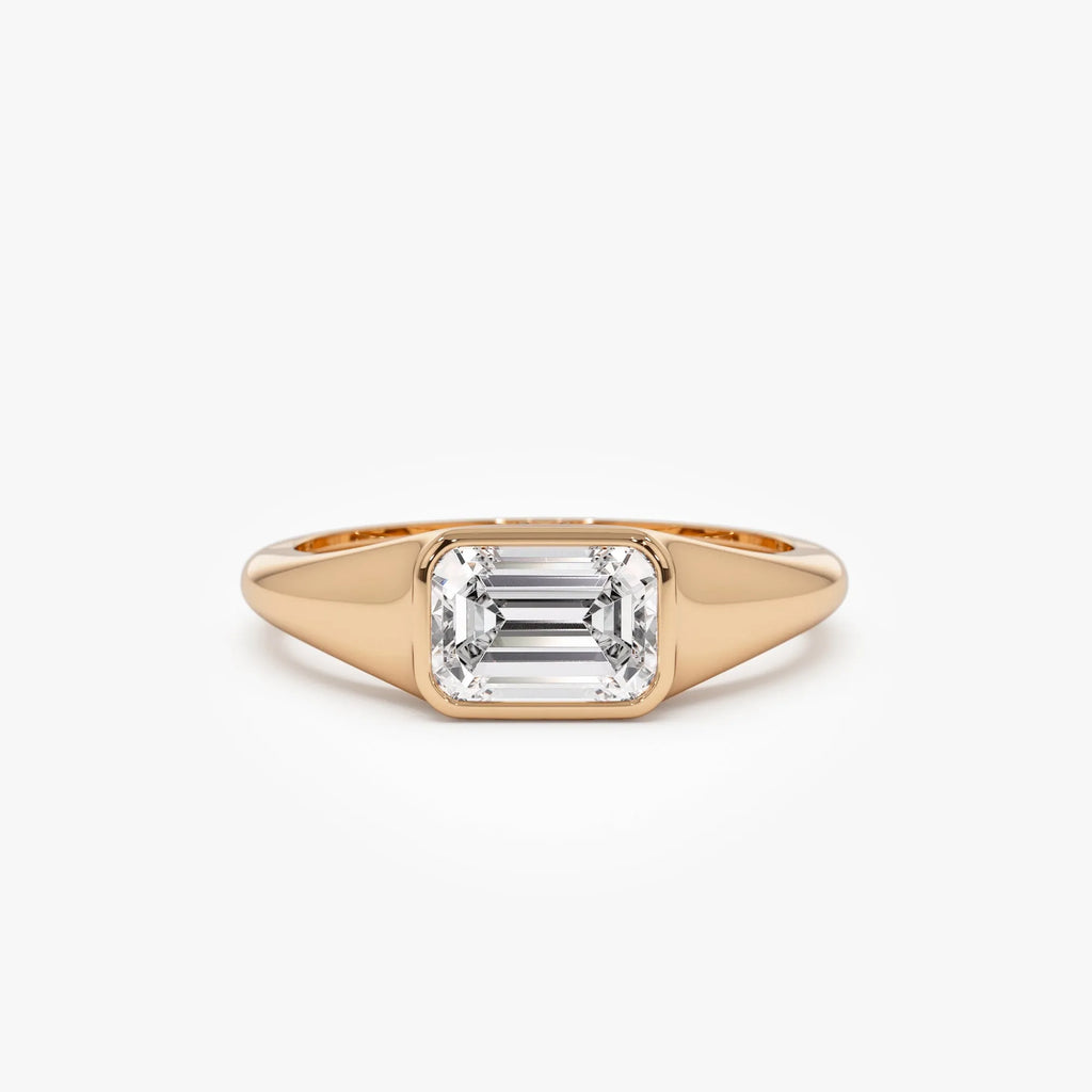 14k Gold 1.00 ctw Emerald Cut Lab Grown Diamond Remi Solitaire Ring