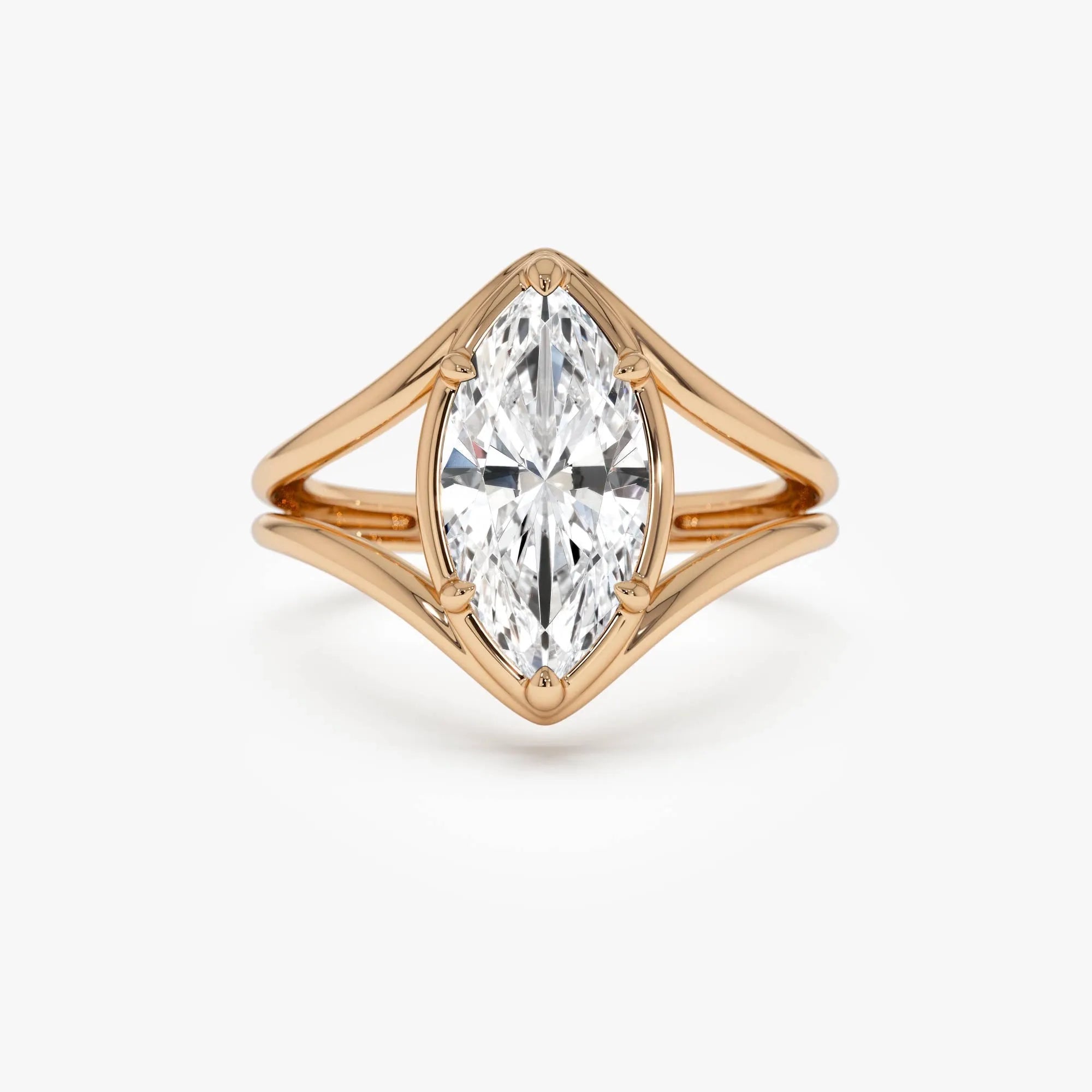 14k Gold 2.00 Carat Lab Grown Diamond Marquise Split Shank Engagement Ring IGI Certified Carla