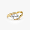 14k Gold Lab Grown Diamond Marquise Cut 1.00 Carat Criss Cross Solitaire Ring