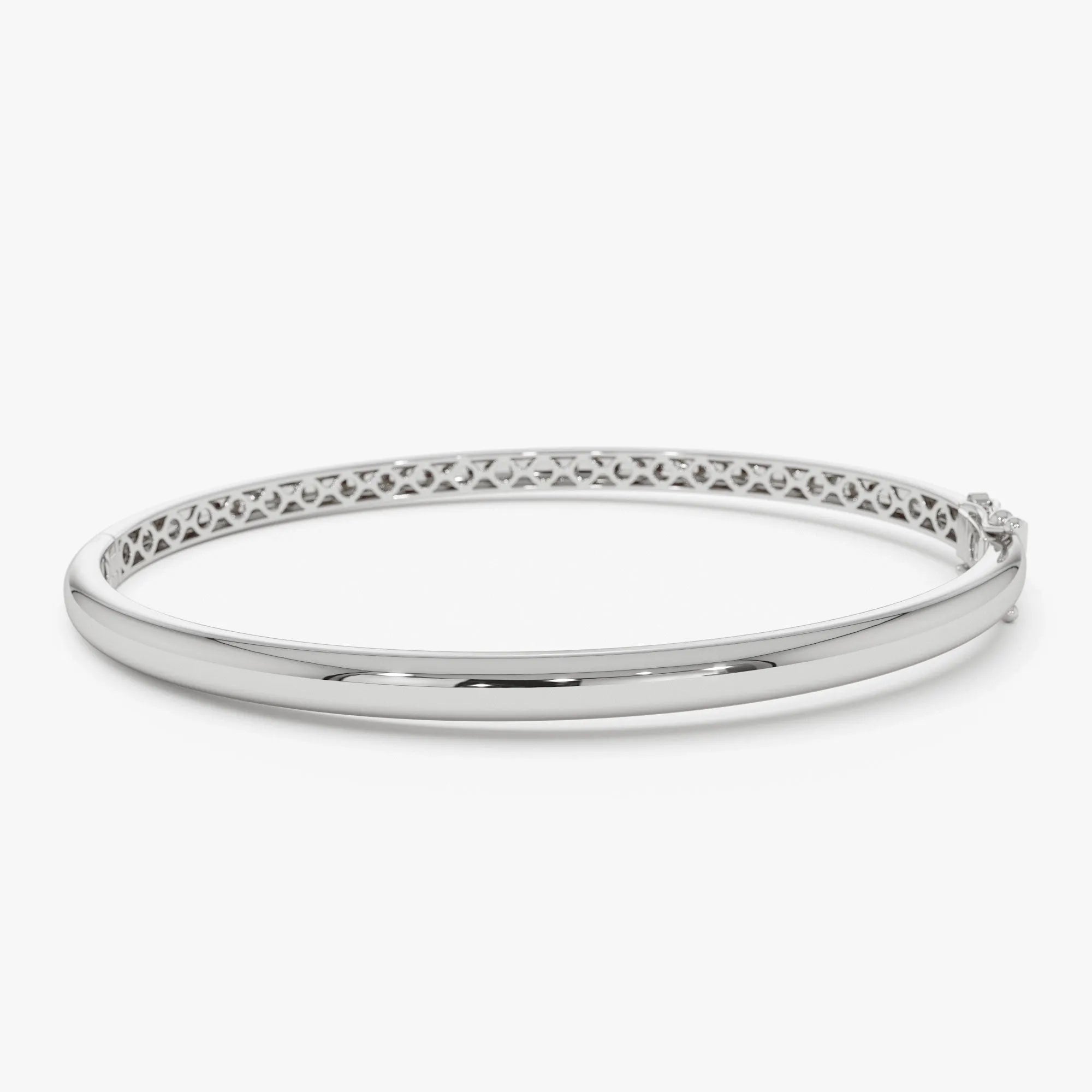 14K Solid Gold Wide Classic Dome Bangle Bracelet