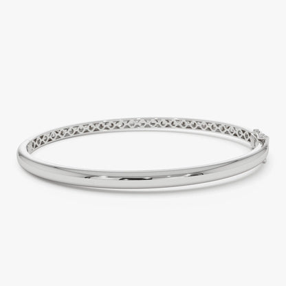 14K Solid Gold Wide Classic Dome Bangle Bracelet