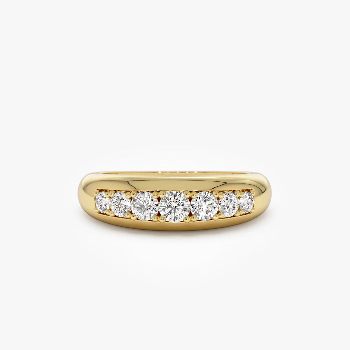 14k Solid Gold Round Diamond 0.45 Carat Dome Ring