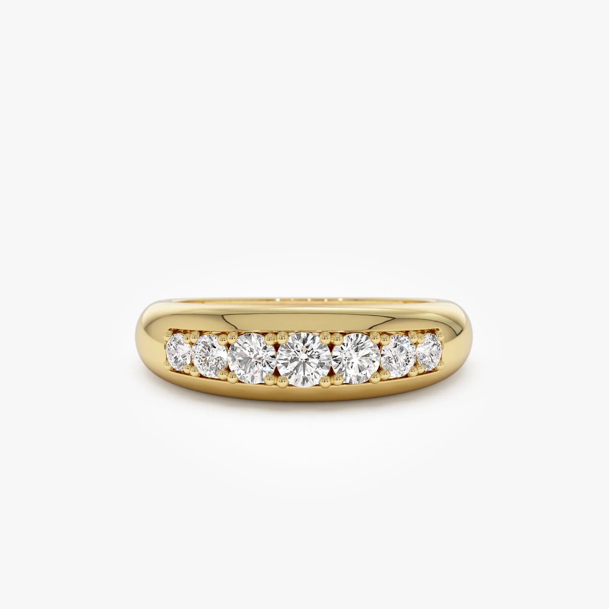 14k Solid Gold Round Diamond 0.45 Carat Dome Ring