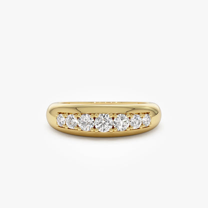 14k Solid Gold Round Diamond 0.45 Carat Dome Ring