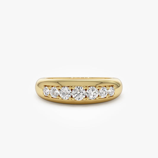 14k Solid Gold Round Diamond 0.45 Carat Dome Ring