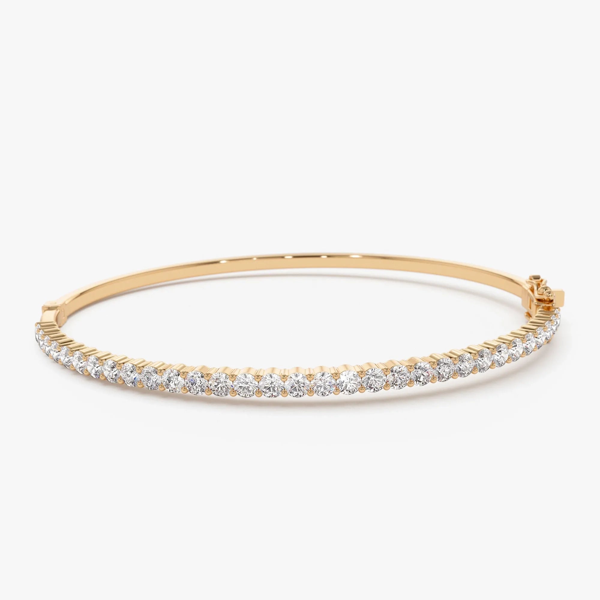 14K Solid Gold 1.55 CTW Round Diamond Prong Set Bangle