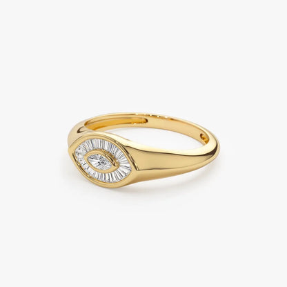 14k Gold Marquise and Baguette Diamond Ring 0.35 ctw