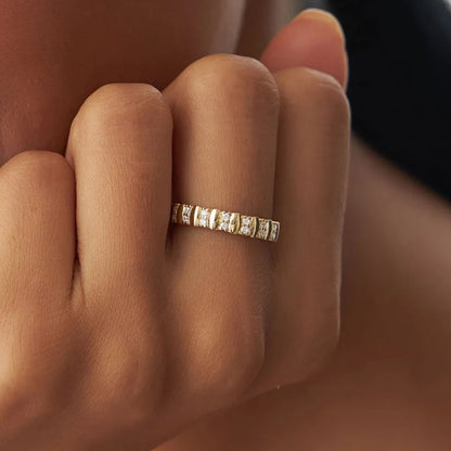 14k Solid Gold Round Diamond Double Row Eternity Ring 0.34 Carat