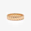 14k Solid Gold Twisted Bold Band Ring 4mm Width Minimalist Design