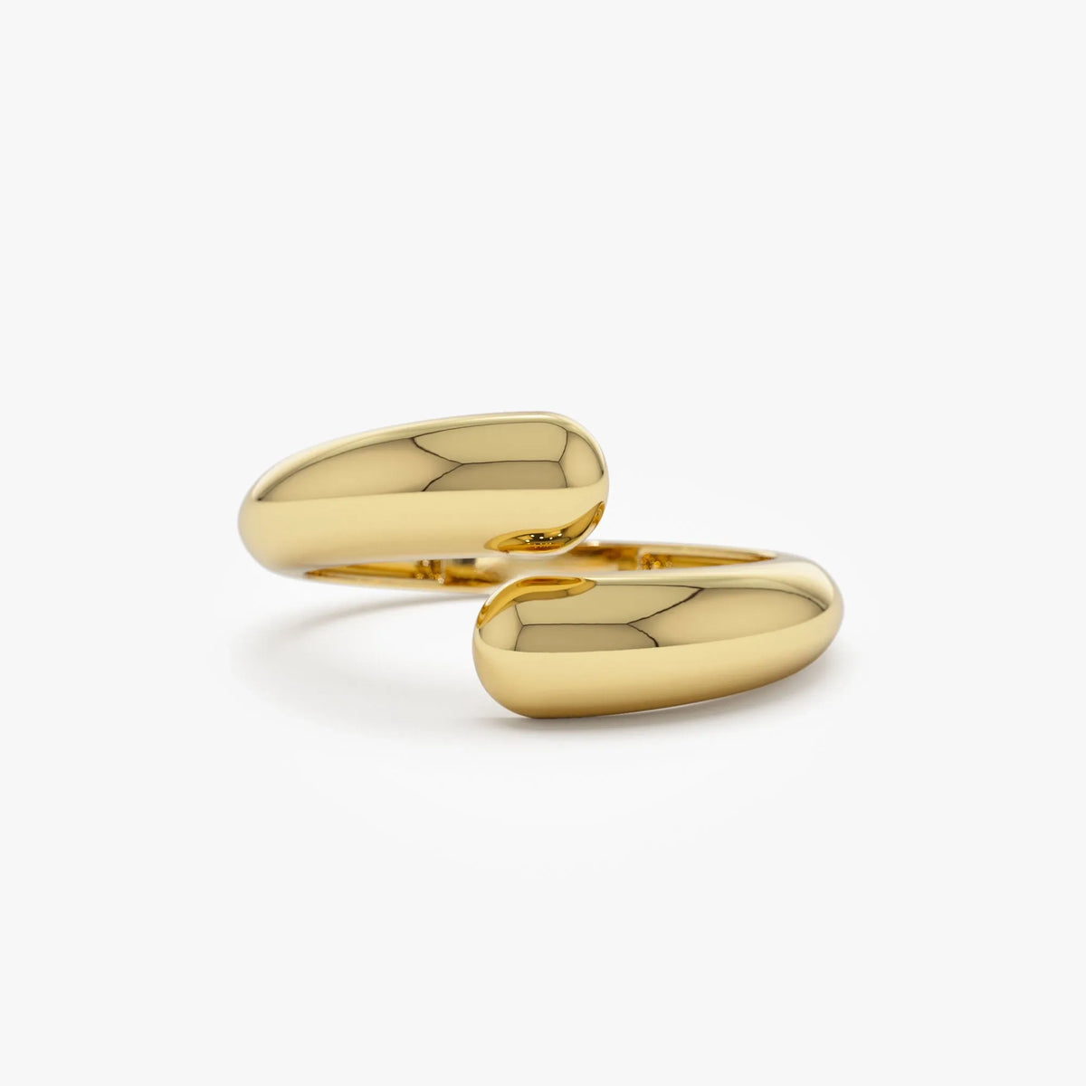 14k Solid Gold Plain Wide Open Cuff Statement Ring