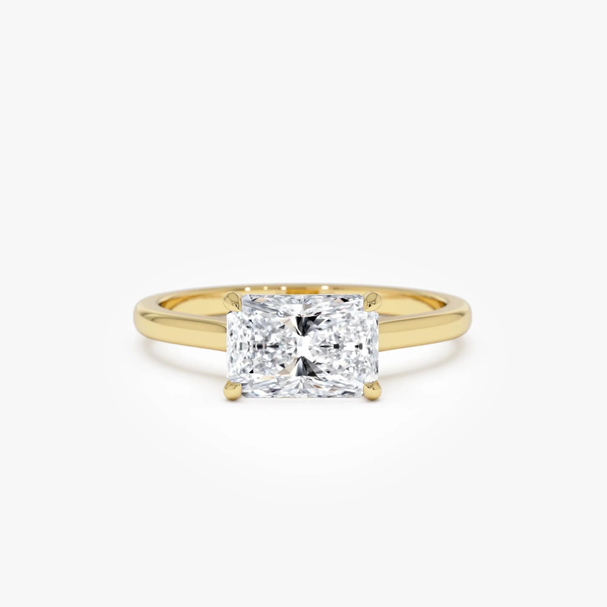1 CTW Radiant Cut Lab Grown Diamond East-West Engagement Ring in 14K Gold