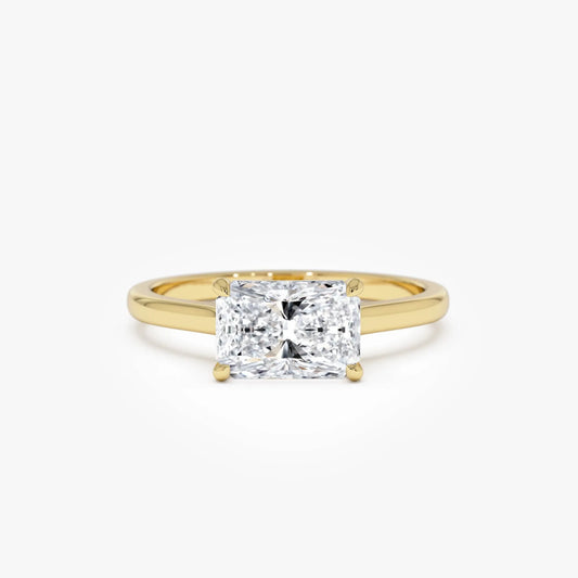 1 CTW Radiant Cut Lab Grown Diamond East-West Engagement Ring in 14K Gold