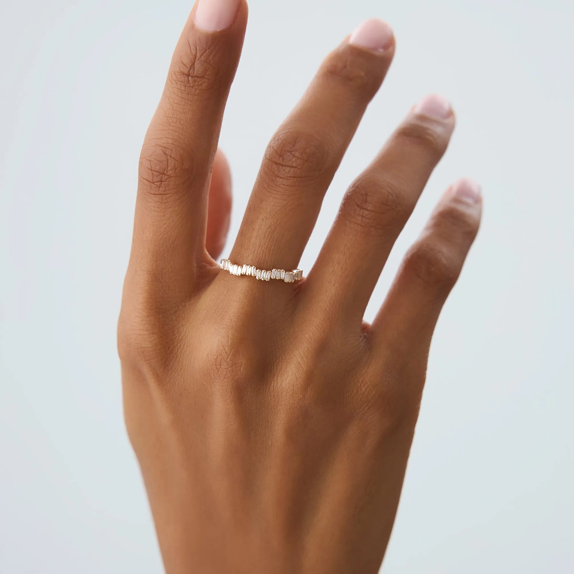 14k Gold Baguette Diamond 0.30 CTW 3mm Asymmetrical Wedding Ring