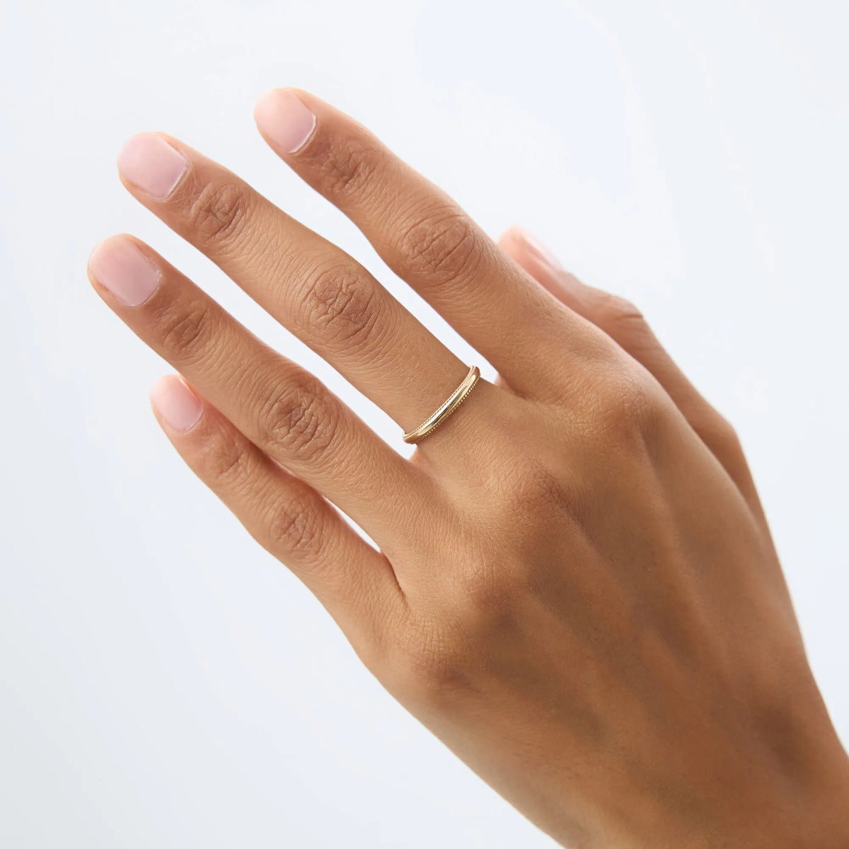 14k Solid Gold Milgrain Edge Wedding Band Stackable Ring 2.2mm Width