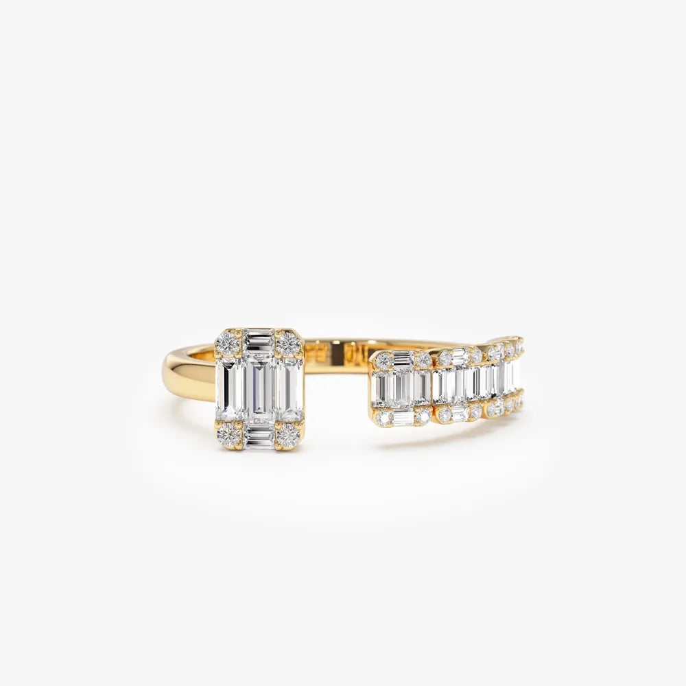 14k Gold 0.55 Carat Baguette and Round Cut Diamond Floating Ring