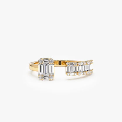 14k Gold 0.55 Carat Baguette and Round Cut Diamond Floating Ring