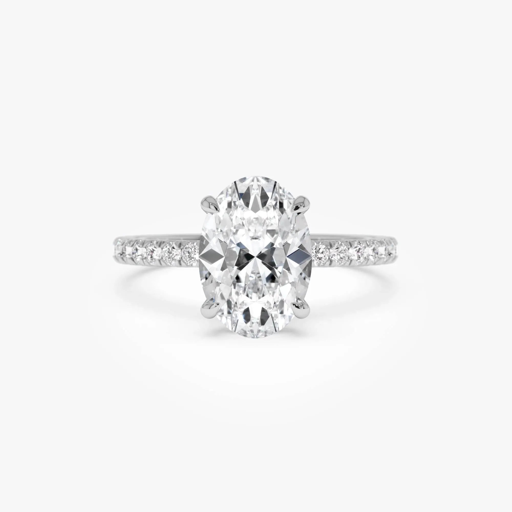 14k Gold Lab Grown Diamond Oval Cut Engagement Ring Hidden Halo Pavé 2.40 ctw IGI Certified Vivara