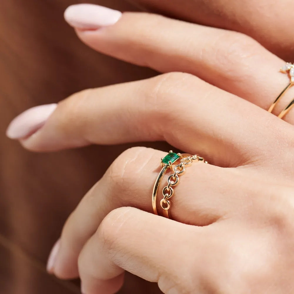 14K Solid Gold 3mm Stackable Minimalist Wedding Band Ring