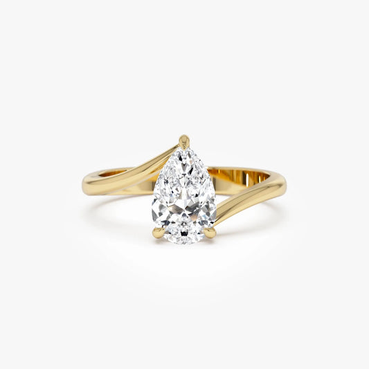 1.00 Ctw 14k Gold Pear Shape Lab Grown Diamond S Setting Engagement Ring