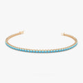 14k Gold Round Turquoise 4 Prong Tennis Bracelet