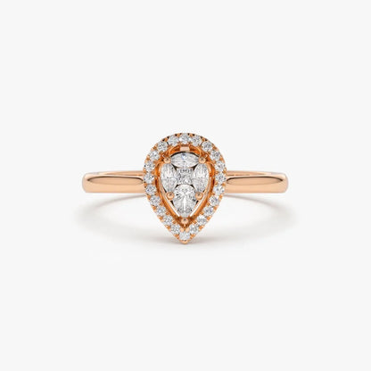 14k Gold Diamond Pear Shape Engagement Ring Illusion Set 0.35 ctw