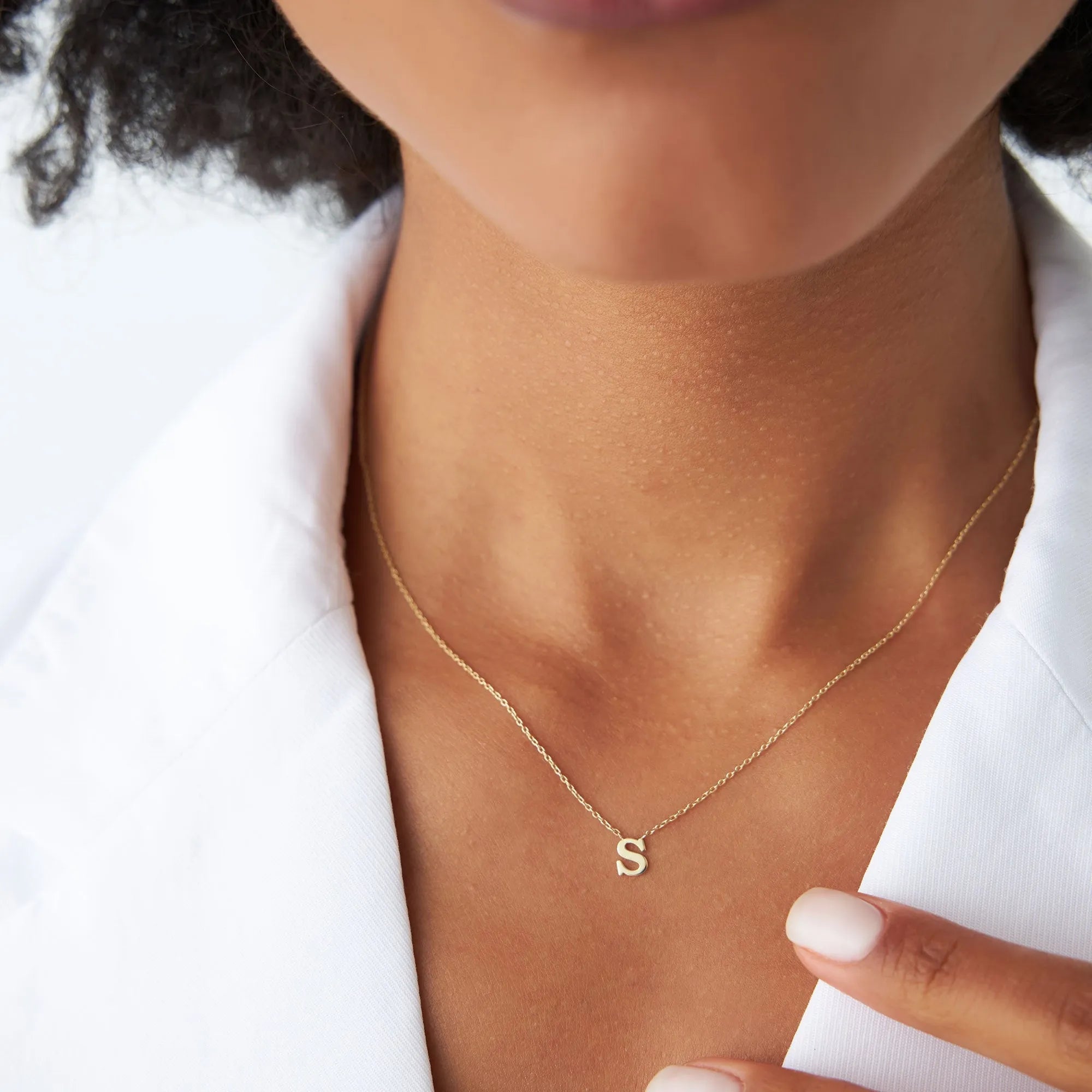 14k Solid Gold Personalized Initial Letter Pendant Necklace