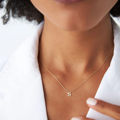 14k Solid Gold Personalized Initial Letter Pendant Necklace