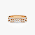 14k Solid Gold Round Diamond Triple Row Stacking Wedding Ring 0.57 Carat