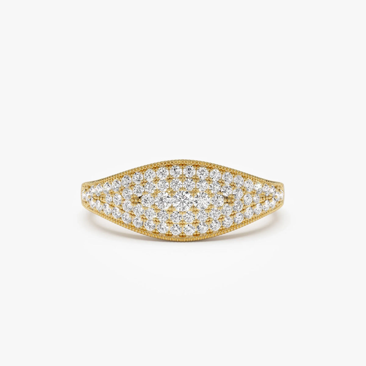 14k Solid Gold Round Diamond 0.40 Carat Pave Setting Statement Ring