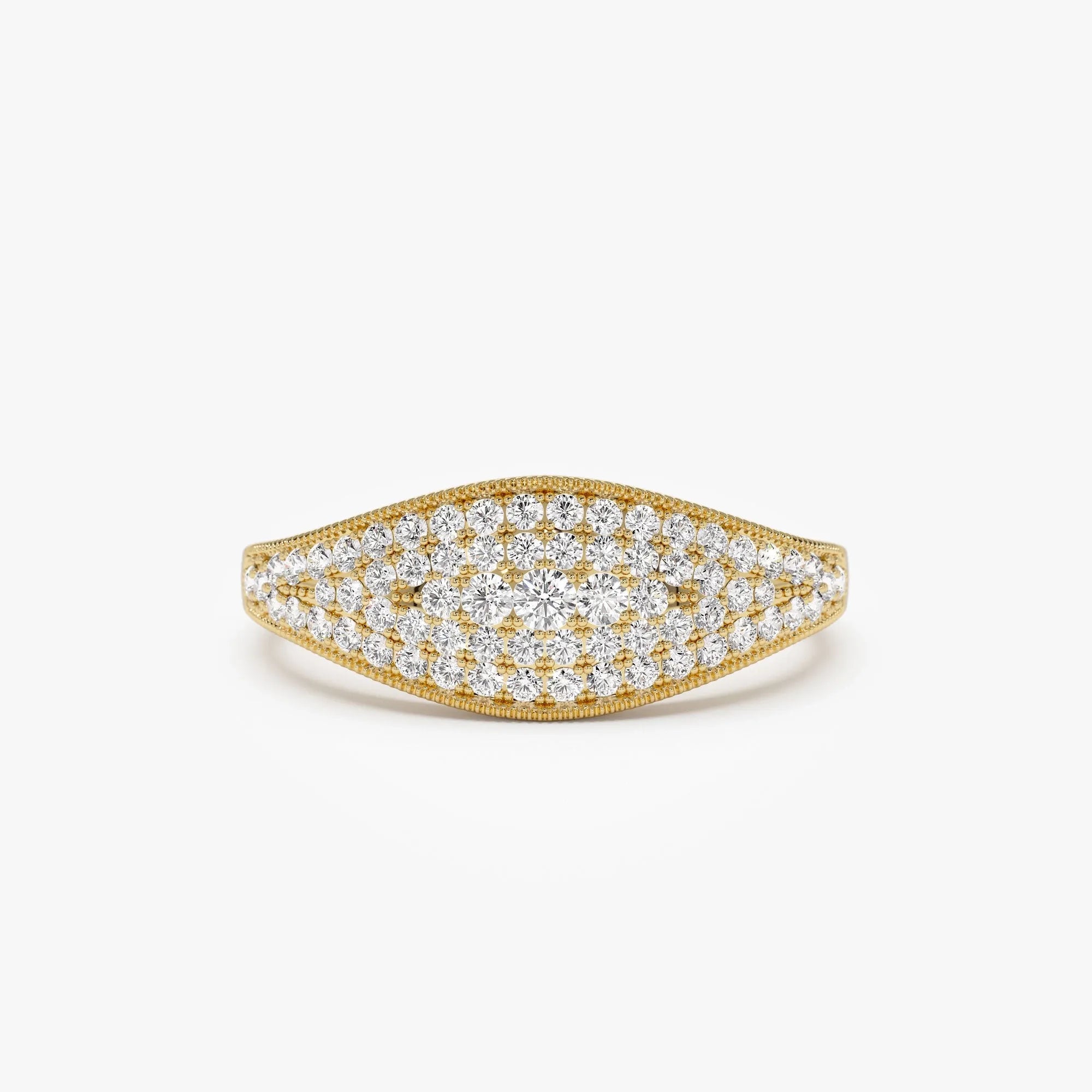 14k Solid Gold Round Diamond 0.40 Carat Pave Setting Statement Ring