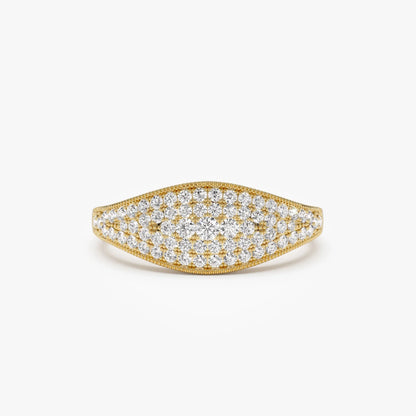 14k Solid Gold Round Diamond 0.40 Carat Pave Setting Statement Ring