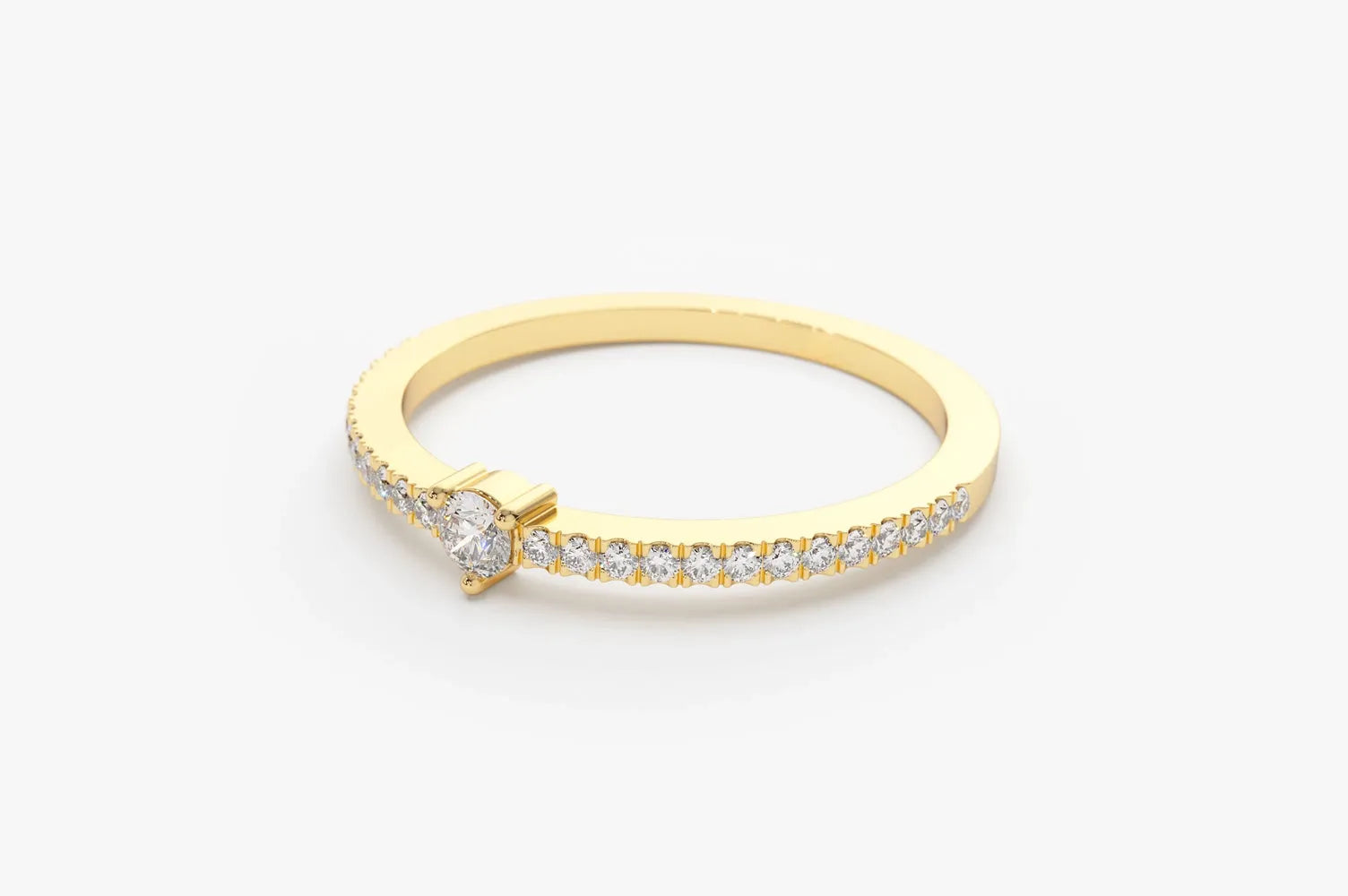 14k Gold Round Diamond Minimalist Pave Stacking Ring 0.20 Carat