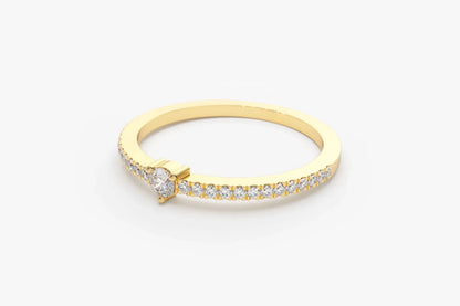 14k Gold Round Diamond Minimalist Pave Stacking Ring 0.20 Carat
