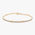 14K Solid Gold 0.60 CTW Round Diamond Micro-Pave Bar Stackable Bracelet