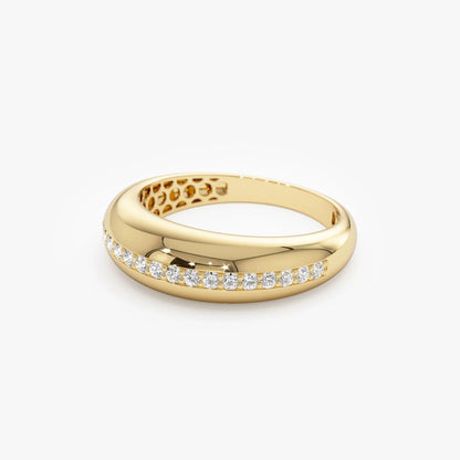 14K Solid Gold Round Diamond 0.20 Carat Dome Balloon Ring