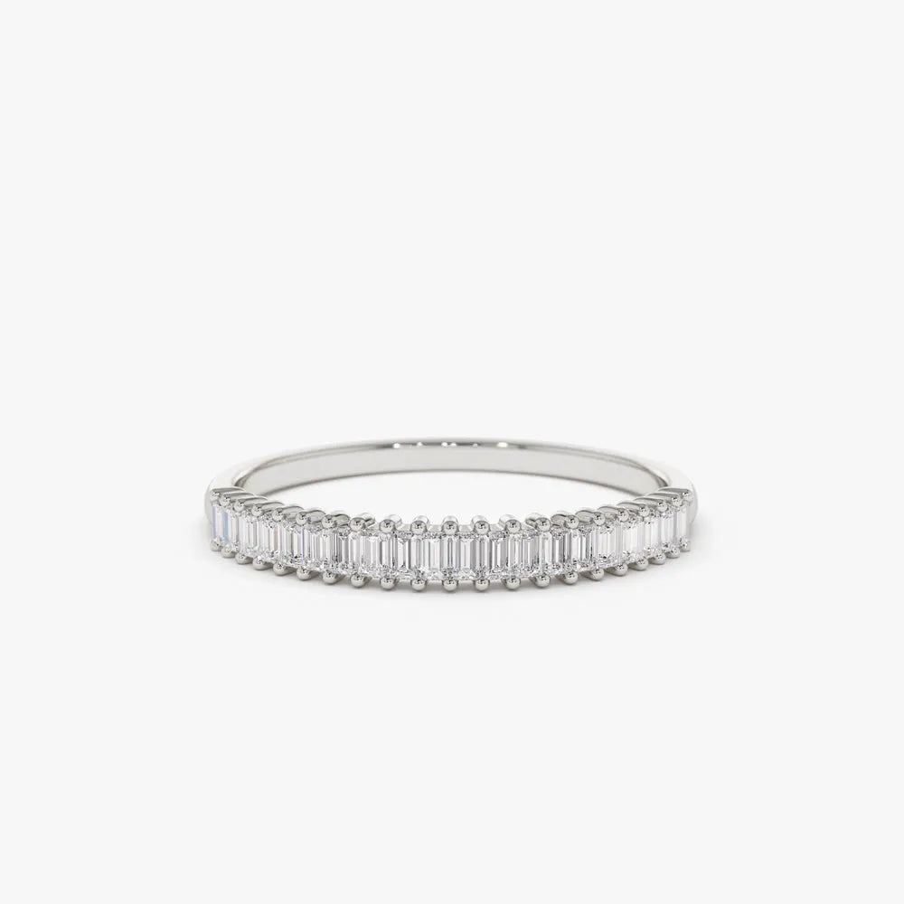14k Solid Gold 0.22ctw Baguette Diamond Wedding Band Ring