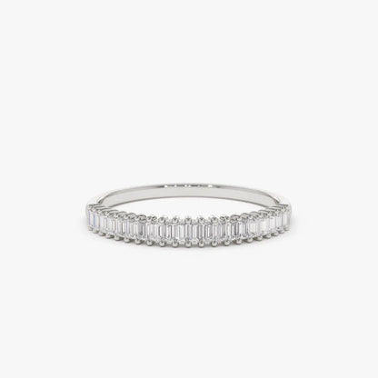 14k Solid Gold 0.22ctw Baguette Diamond Wedding Band Ring