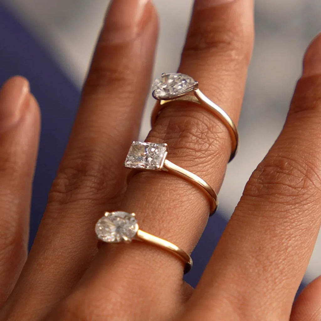 14k Gold 1 Carat Pear Lab Grown Diamond East-West Set Ring Daria