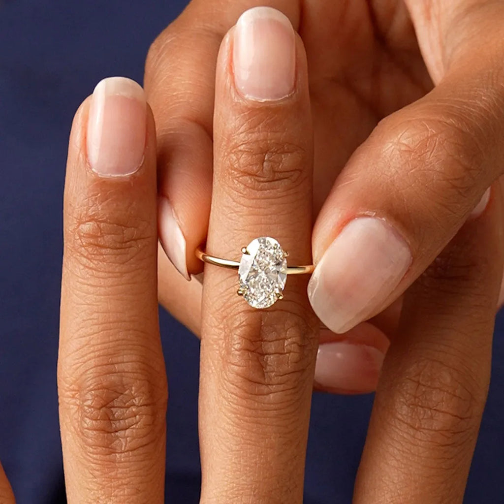 14k Gold 2.00 Carat Oval Cut Lab Grown Diamond Prong Setting Engagement Ring Odessa