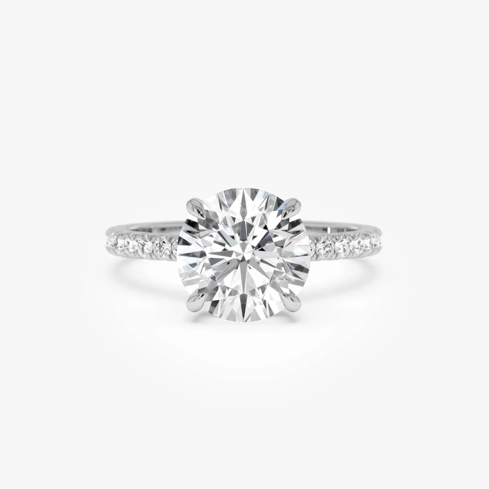 14k Gold Lab Grown Diamond Round Brilliant Engagement Ring Hidden Halo Pavé Setting 2.40 ctw IGI Certified