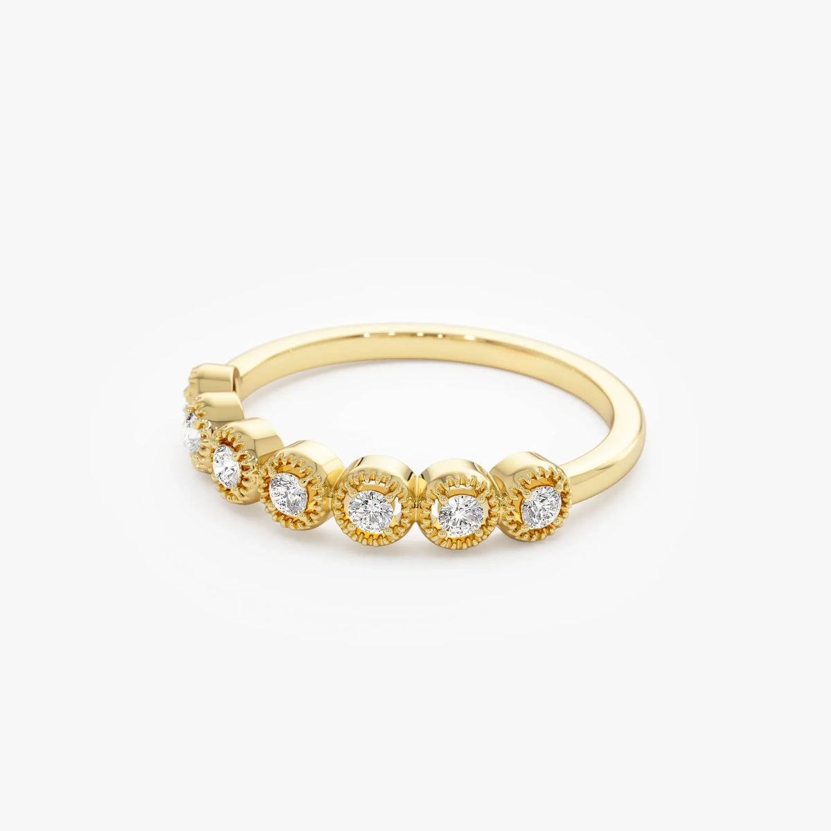 14k Gold Vintage Style Diamond Band Ring 0.17 ctw